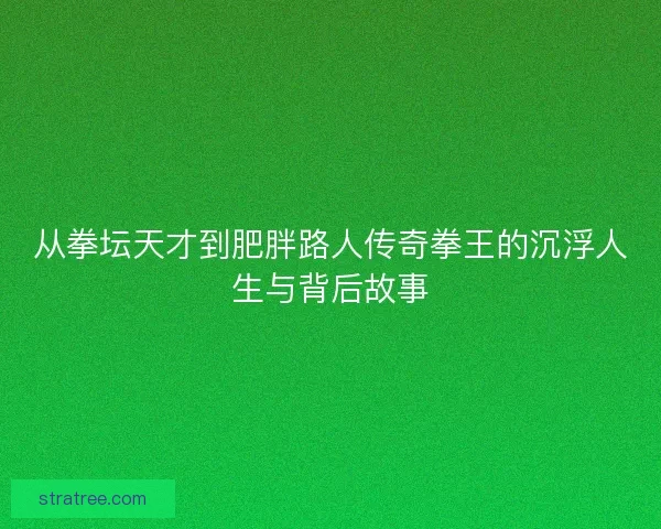 从拳坛天才到肥胖路人传奇拳王的沉浮人生与背后故事