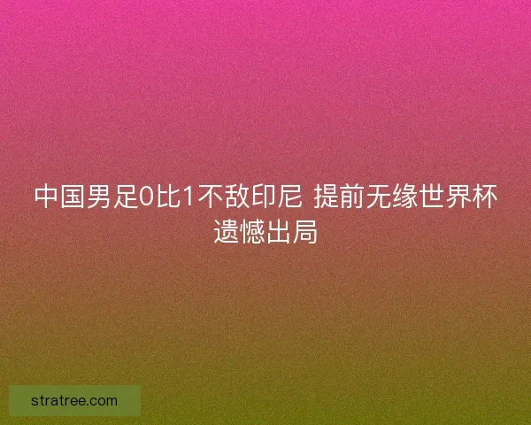 中国男足0比1不敌印尼 提前无缘世界杯遗憾出局 中国男足0比1不敌印尼 提前无缘世界杯遗憾出局